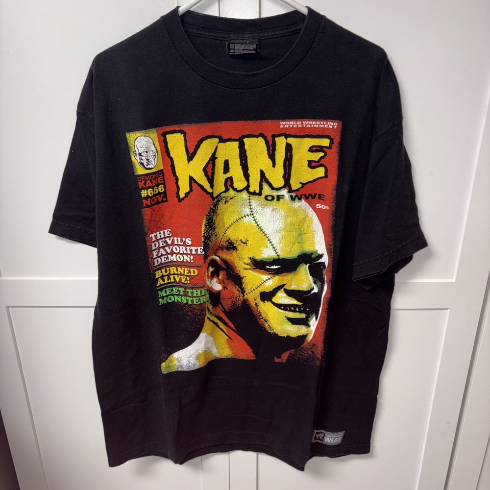 WWE Kane The Devil's Favorite Demon‎ Shirt Size XL Black WWF Wrestling 2008 Rare